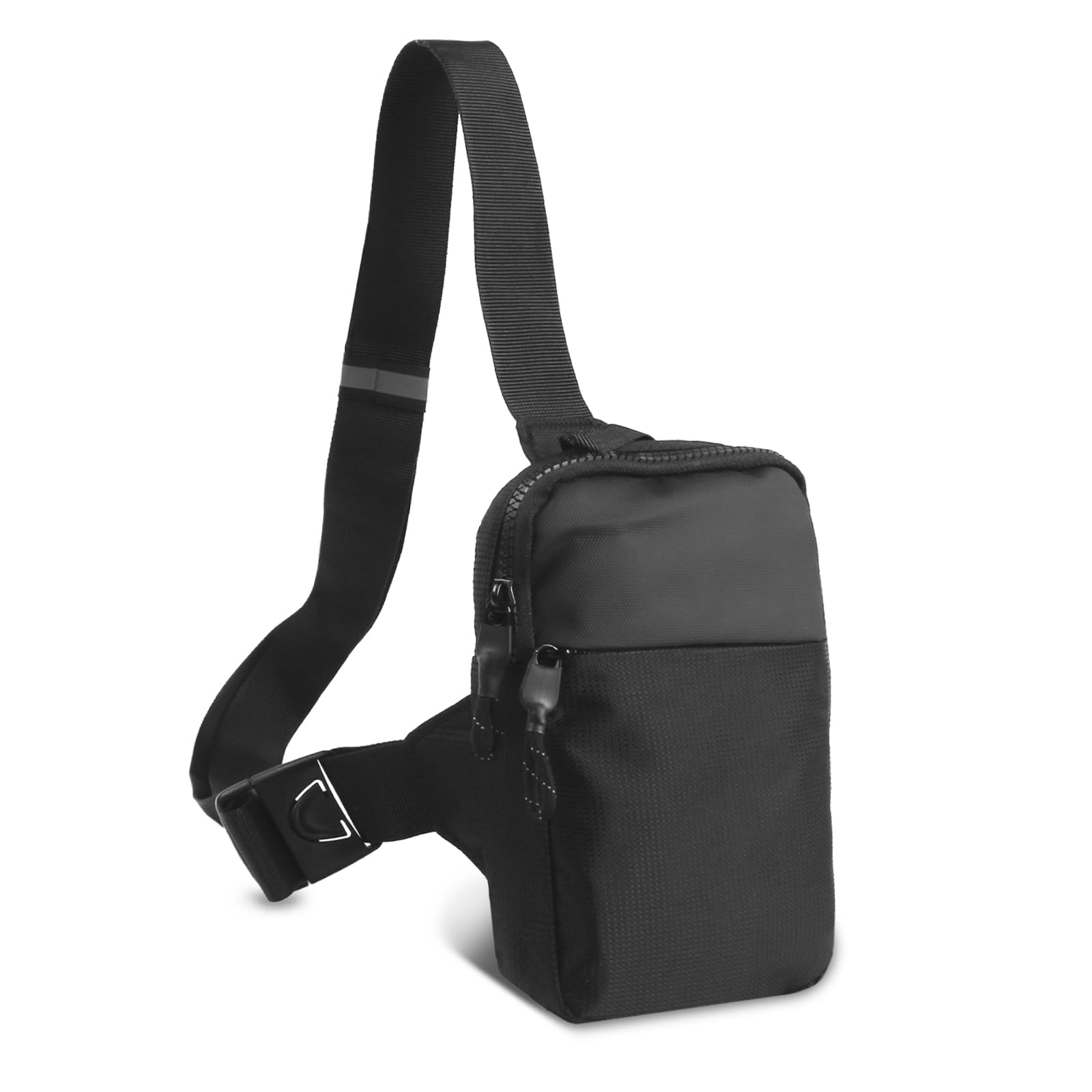 Noir Nylon Sac de Poitrine à Bandoulière Hommes, Sac Poitrine Petit Anti Vol Cross Body Bag Imperméable