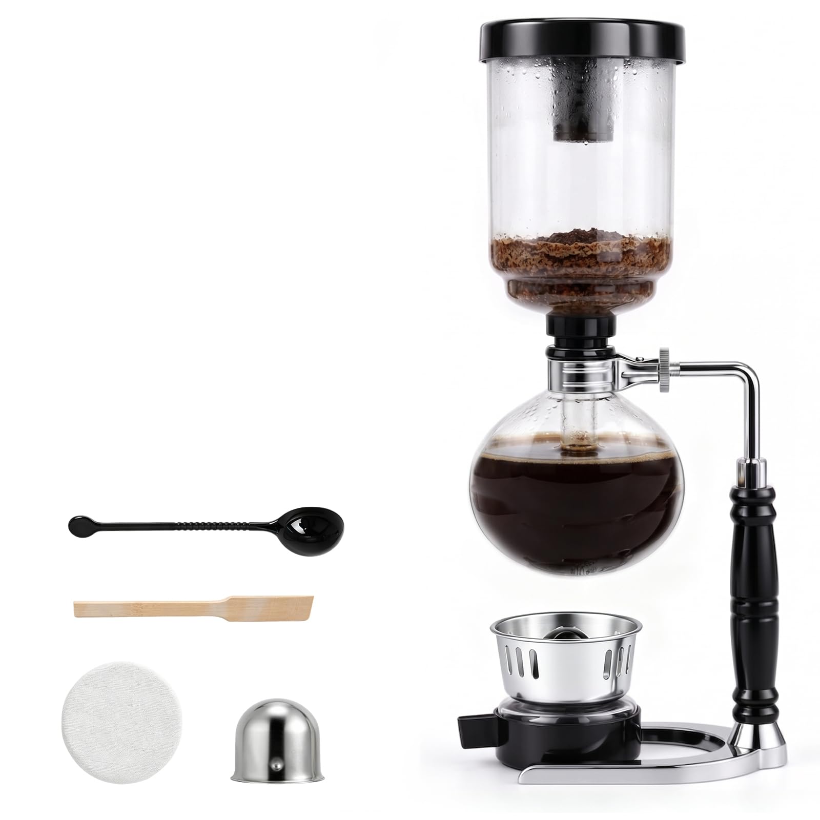 YUCHENGTECH Syphon Kaffeemaschine Kaffee Siphon, Glas, 5 Tassen, 600ml