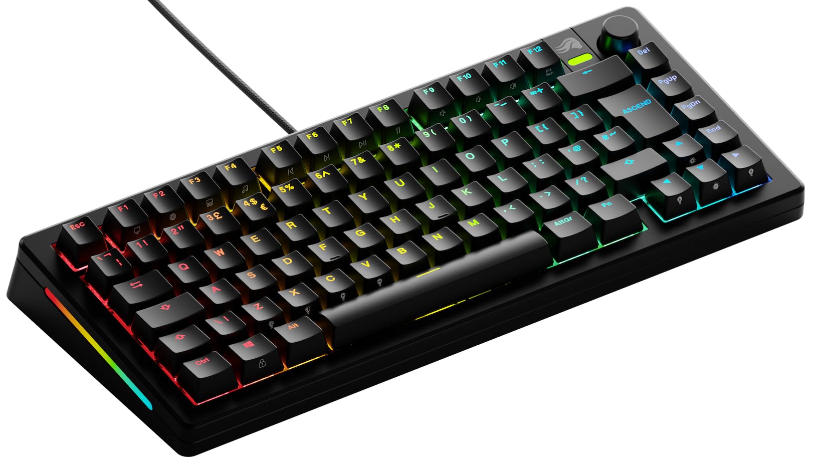 GLORIOUS Gaming GMMK 3 Custom Mechanical Gaming Keyboard with Knob, TKL 75%, Modular Gasket System, Doubleshot PBT Keycaps, Aluminum Switch Plate, Hotswap 3 & 5-pin Switches, UK QWERTY - European