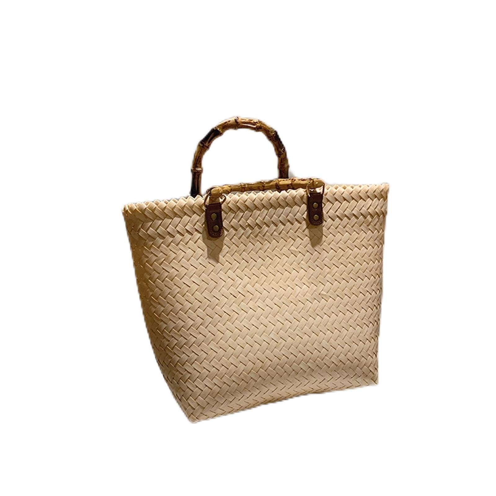 VIDI Womens Shopping Bag Beach Braided Handle Travel Tote Lower Shoulder