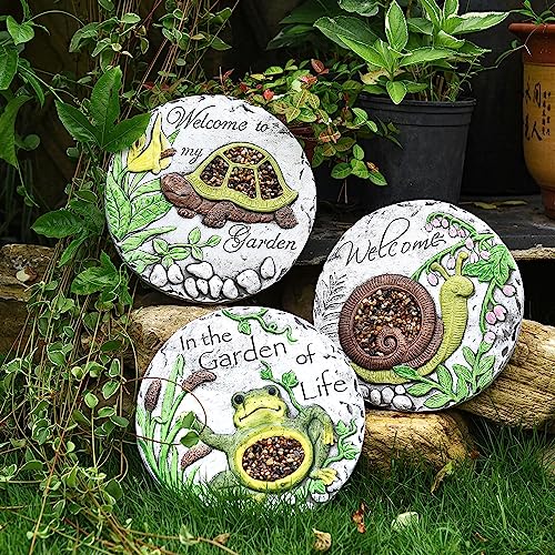 Sungmor-3PC-Pretty-Garden-Stepping-Stones-98-Large-Concrete-Decorative-Stones-with-Beautiful-Pattern-Unique-Outdoor-Lawn-Accents-Yard-Walkway-Flower-Bed-Wall-Shelf-Welcome-Friends-Decorations Sungmor 3PC Pretty Garden Stepping Stones 98 Large Concrete Decorative Stones with Beautiful Pattern Unique Outdoor Lawn Accents Yard Walkway Flower Bed Wall Shelf Welcome Friends Decorations