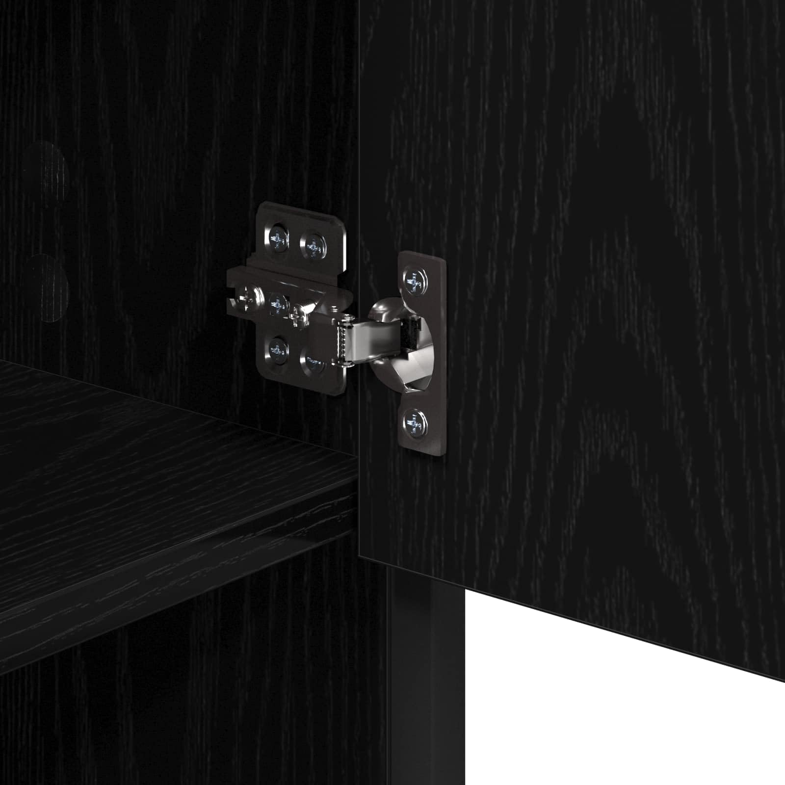 Juego de muebles de baño (3 piezas, aspecto de roble, material de madera), color negro