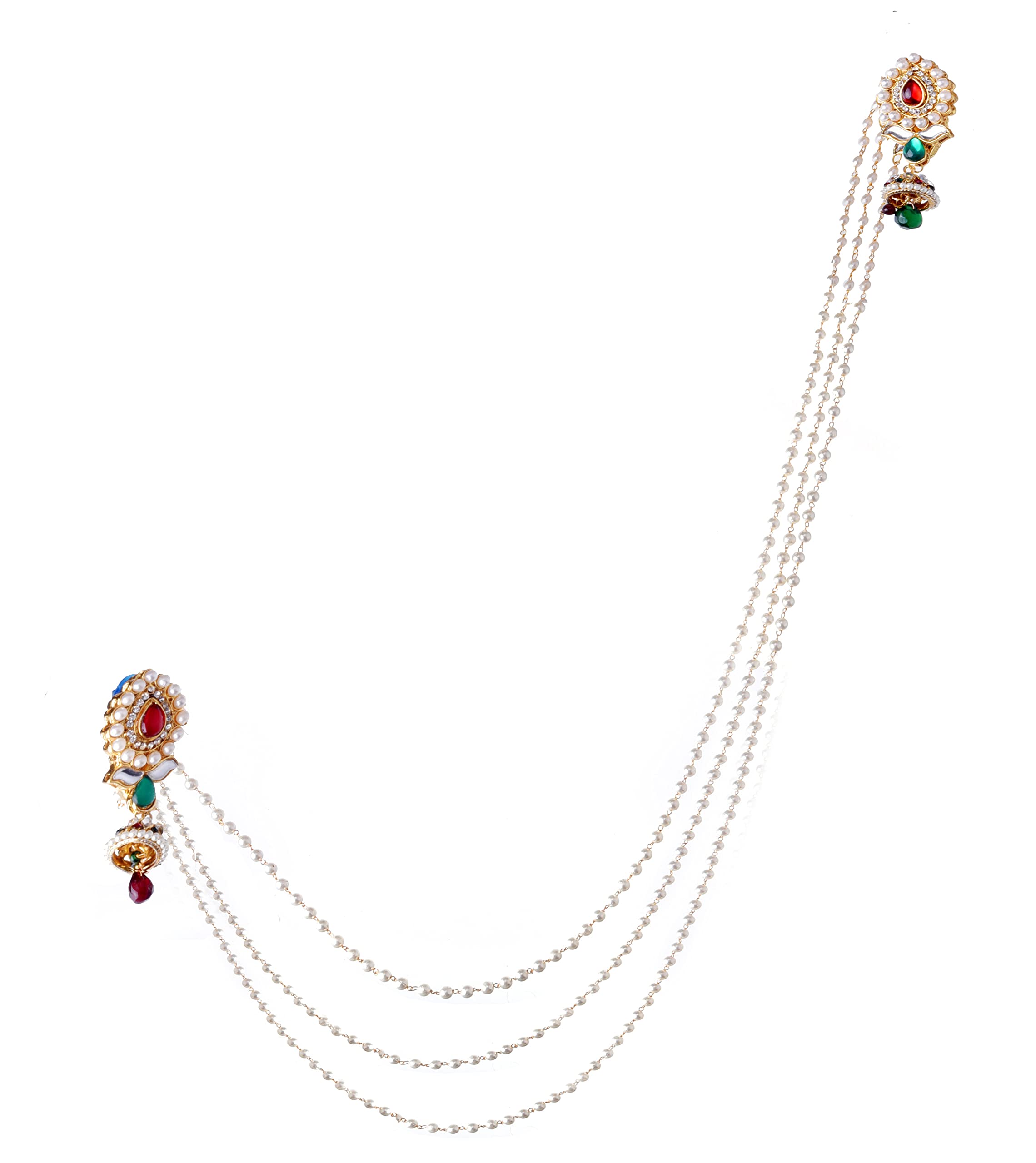 shecario Saree Pin | Gold Plated Sari Brooch With Chain| Safety Pin for Nauvari Saree, Lehanaga, Dressing Brooch Pin For Women & Girls - Set of 1-picture-16