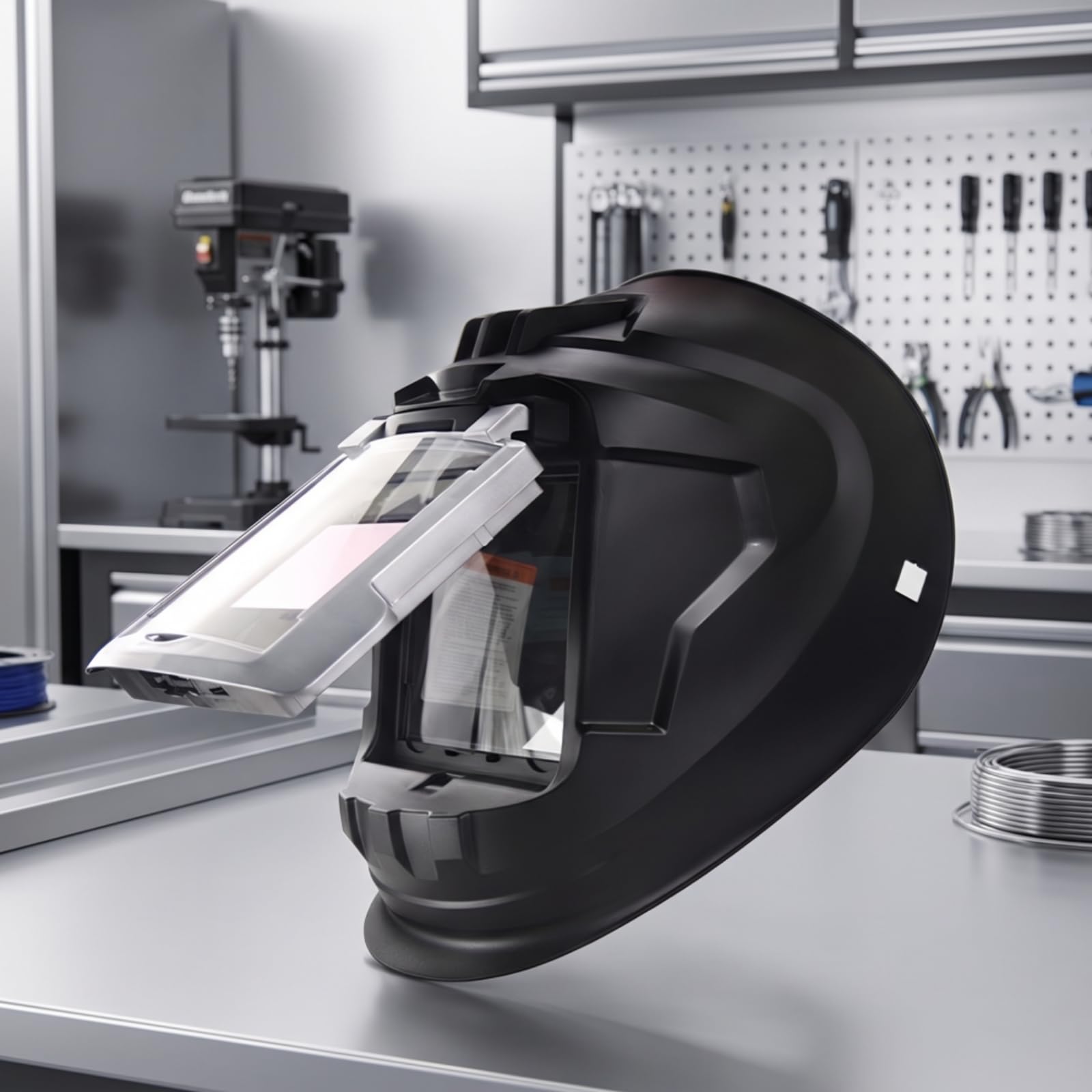 de Soldar Máscara Pantalla Casco Visor con Oscurecimiento Automático Controles Externos de Sombra y Sensibilidad Visor Abatible con Ventana 100 Mm X