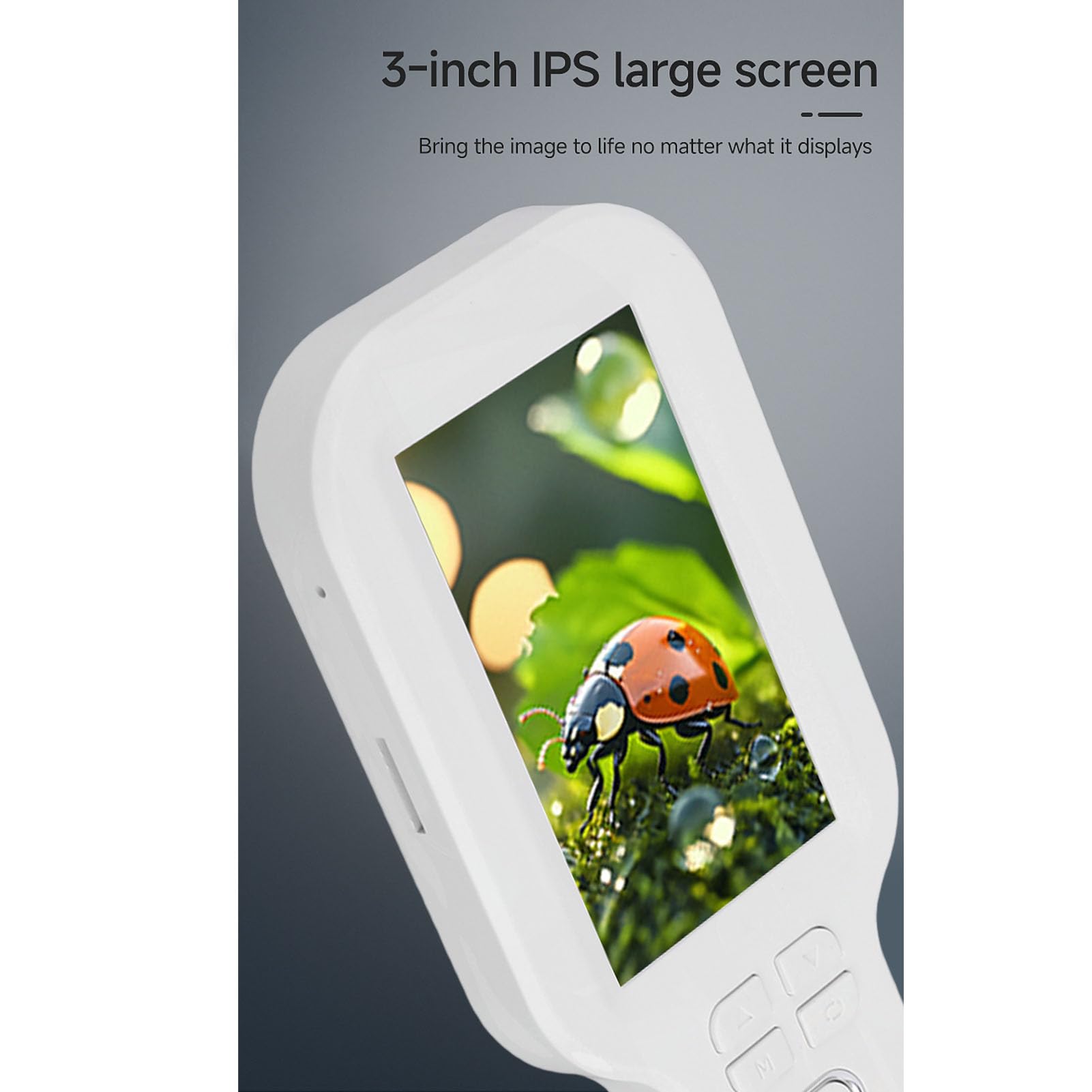 ASHATA Microscopio Digital Portátil, Pantalla de 3,0 Pulgadas, Microscopio de Bolsillo 5X-500X, Lupa Portátil de Mano con Luz, 3 Modos de Trabajo, Conexión USB a la Vista de PC (White)