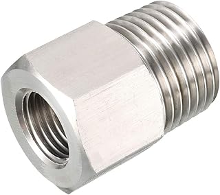 sourcing map Pipe Fitting Adapter 1/2 G Male to 1/4 G Female, Stainless Steel for Water Oil Air Pressure Gauge
