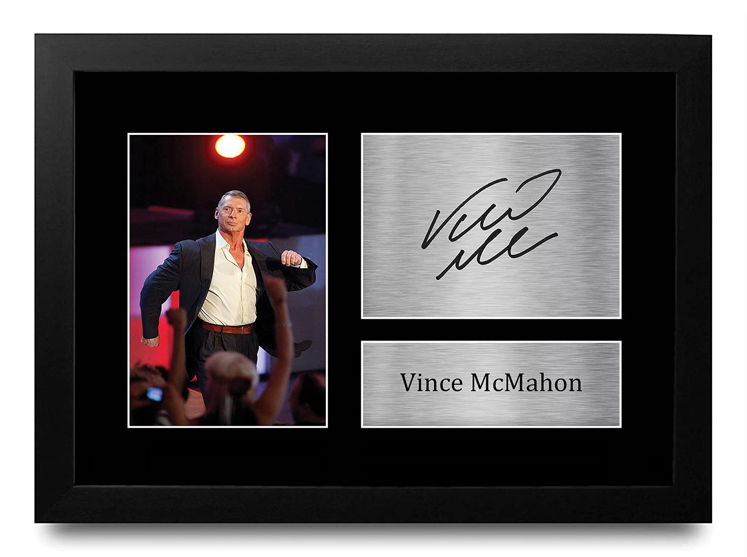 HWC Trading FR Vince McMahon Gift Signed FRAMED A4 Printed Autograph WWF WWE Chairman CEO Wrestling Gifts Print Photo Picture Display