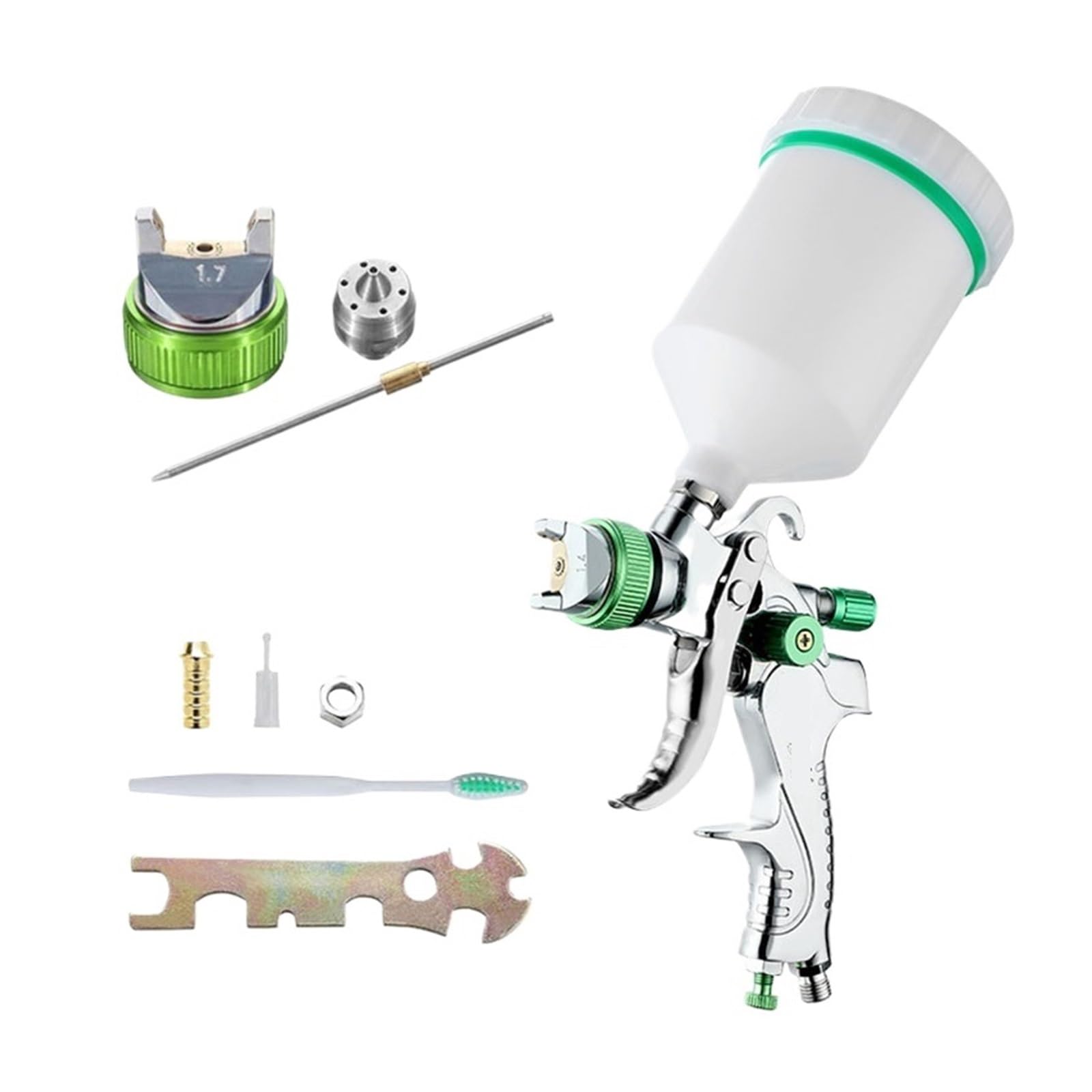 Profesjonalny Pistolet Natryskowy 1.4/1.7/2.0/2.5mm Dysza Stalowa Grawitacyjny Przenośny Do Malowania Samochodu DIY Zestaw Farb W Sprayu Wysoka Precyzja Atomizacji(1.7mm Set A)