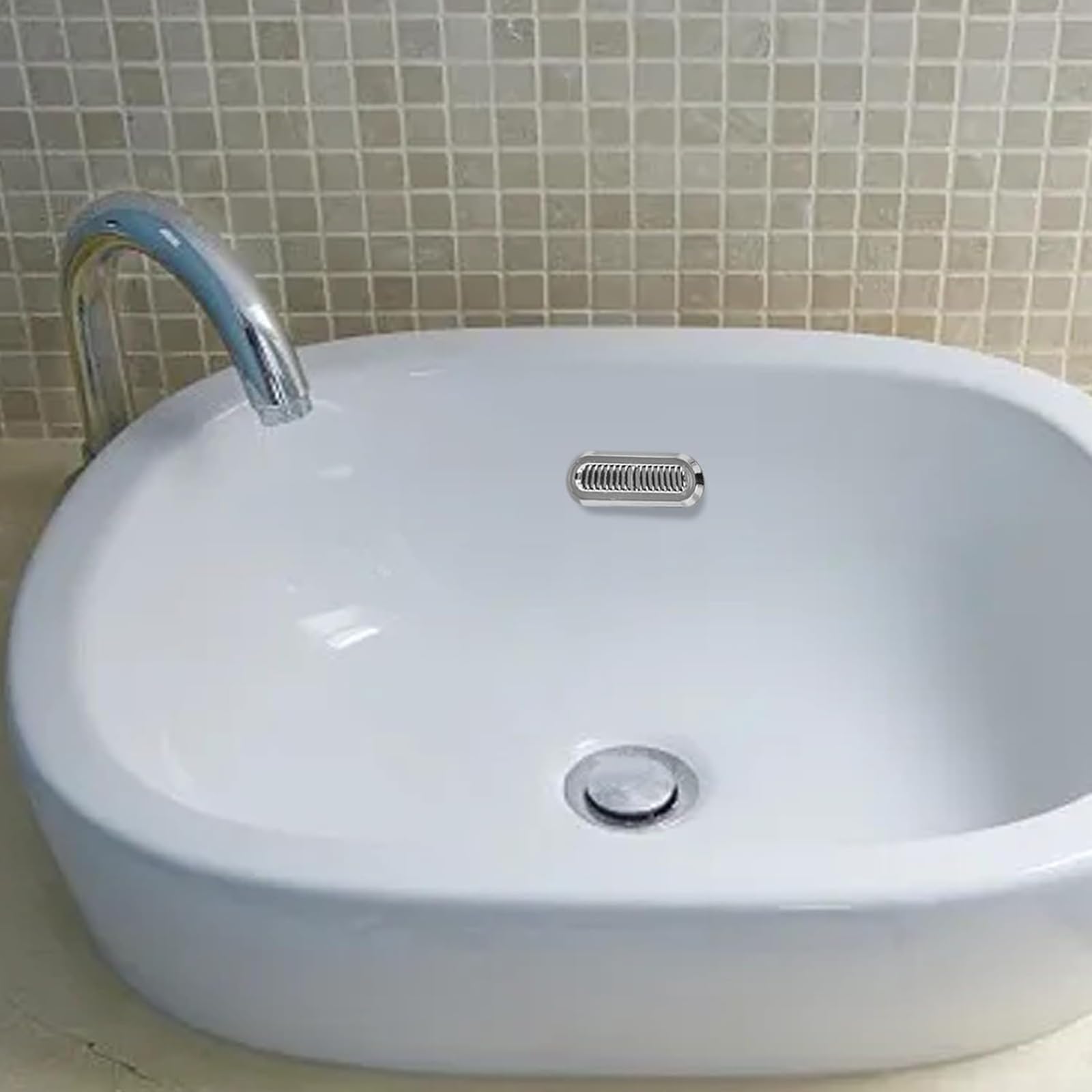 4 Pezzi Coperture per Troppopieno per Lavandino del Bagno, In Plastica ABS Cromata Inserto Ovale Tappi Rotondi per Scarico del Bacino Parti di Ricambio Decorative