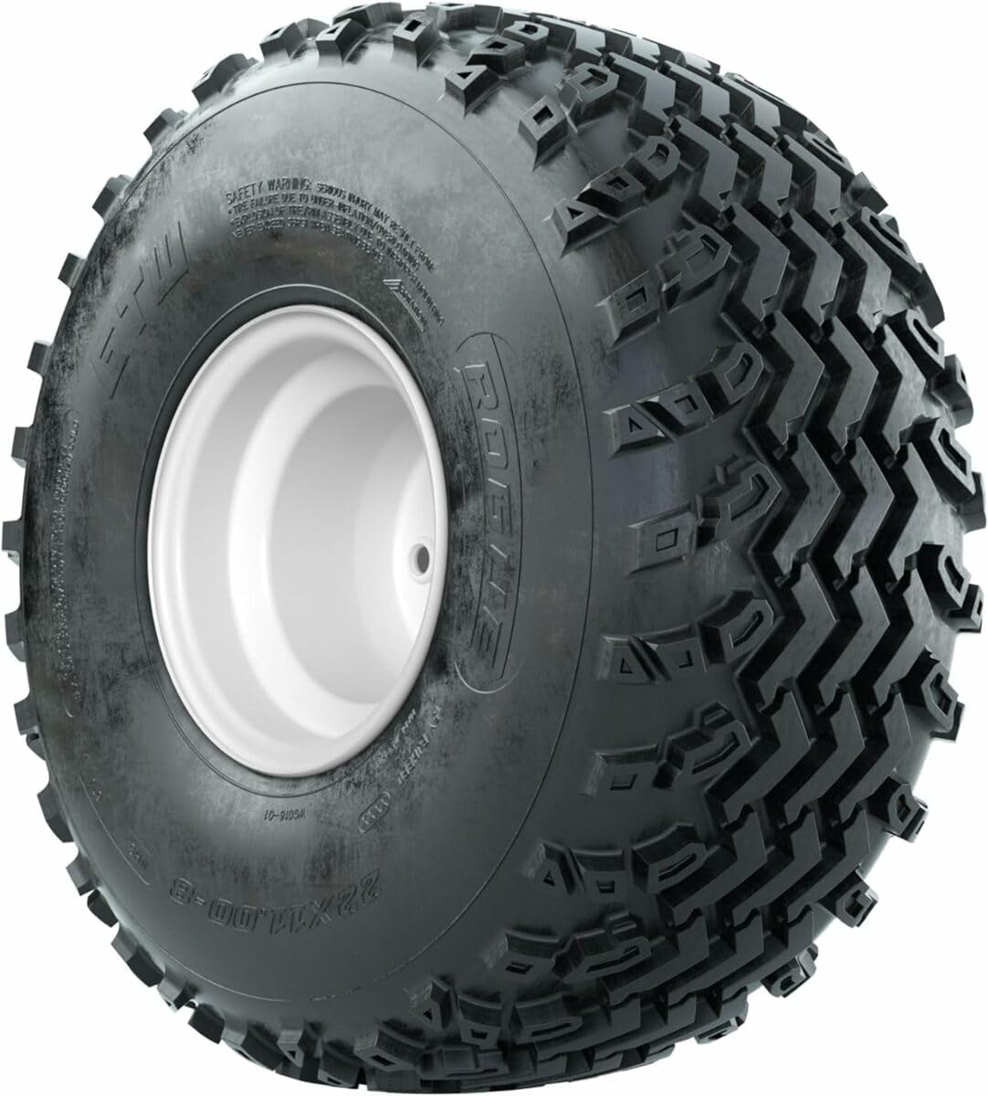 GTW 8 Inch Golf Cart Wheels and Tires Combo | GTW White Steel Wheels on 22x11-8 (22") Rogue All Terrain Tires | Set of 4