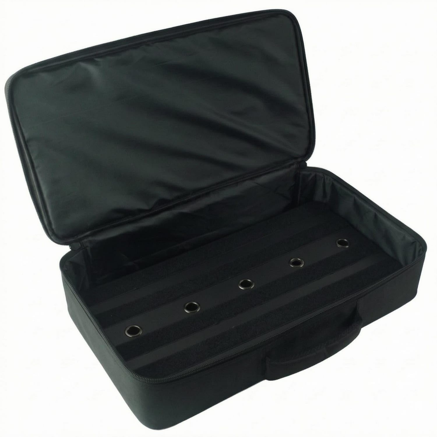 Hook-and-Loop Strips Guitar Pedal Board Carrying Case Cable Pass-Through Holes Clamshell Pedal Case Padded Soft-Lined for Guitarists, Musicians, No.2 Black-image-40