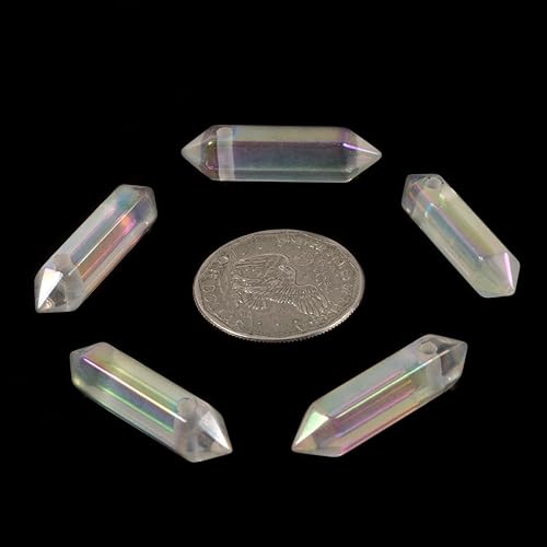 Miniatura 4 de Justinstones Aqua Aura - Varita hexagonal de cuarzo transparente de 1.260 in, piedra preciosa natural, para hacer joyas, cuentas curativas para