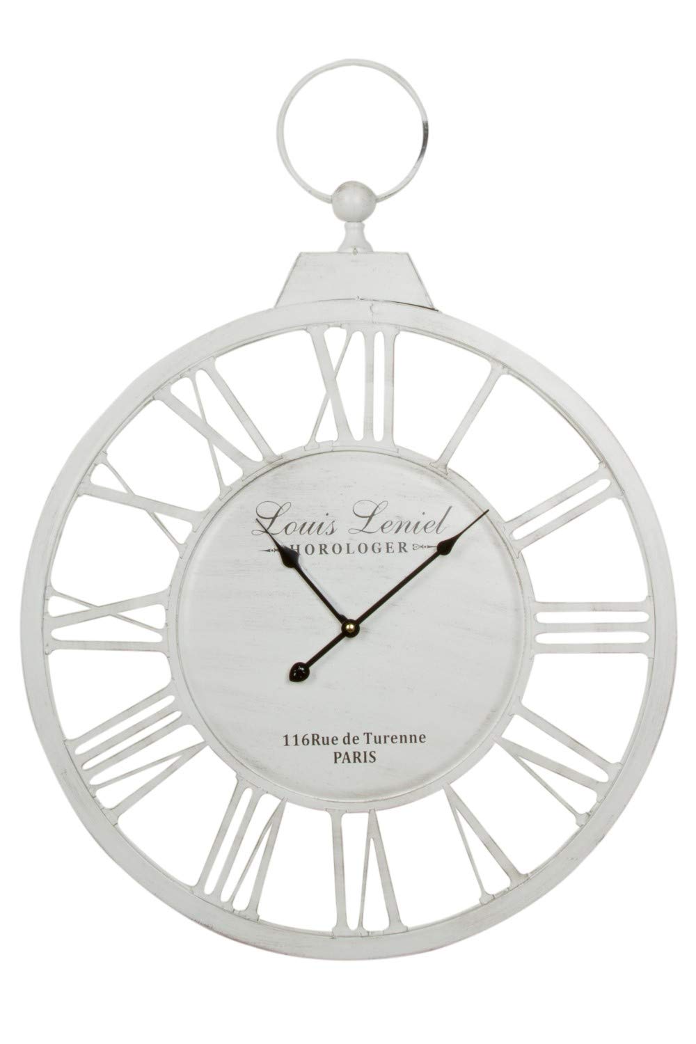 elbmöbel Wall Clock White Metal Vintage Retro Clock Country House Shabby Chic Antique Look Round Large