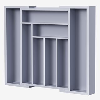 Pipishell Bamboo Expandable Drawer Organizer for Utensils Holder, Adjustable Cutlery Tray, Wood Drawer Dividers Organizer for Silverware, Flatware, Knives in Kitchen, Bedroom, Living Room(Grey)