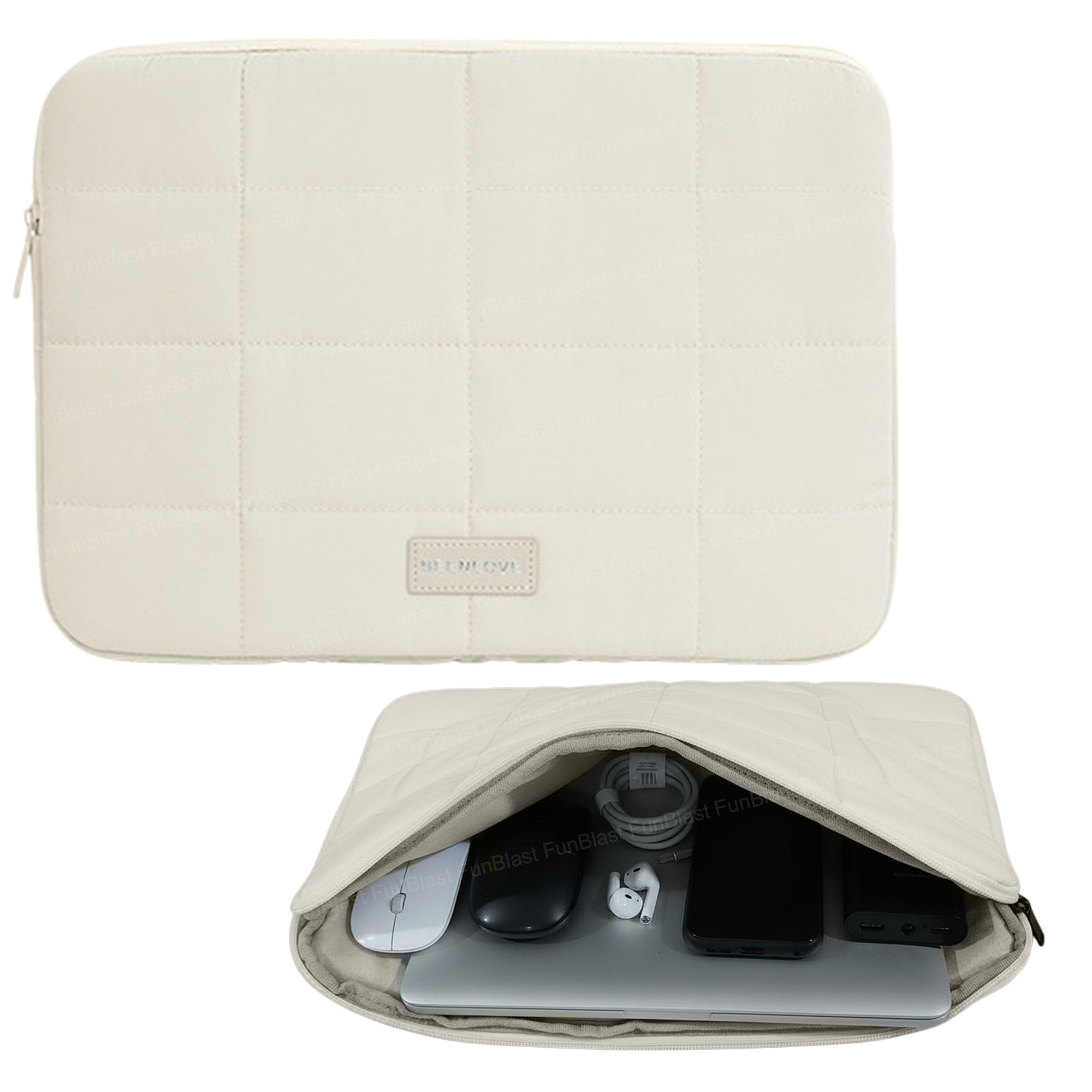 FunBlast Padded Laptop Cover Bag - Laptop Sleeve Bag, Multifunctional Shockproof, Waterproof Laptop Case, 14 Inches Business Bags for Business, Travel, College (Beige)-image-10