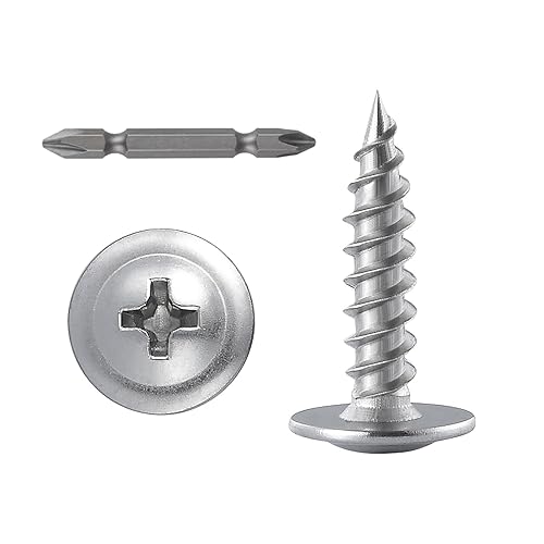 (300 piezas) #8 × 34 pulgadas Phillips Truss Head - Tornillos de madera de acero inoxidable 410 Quick Metal autorroscante