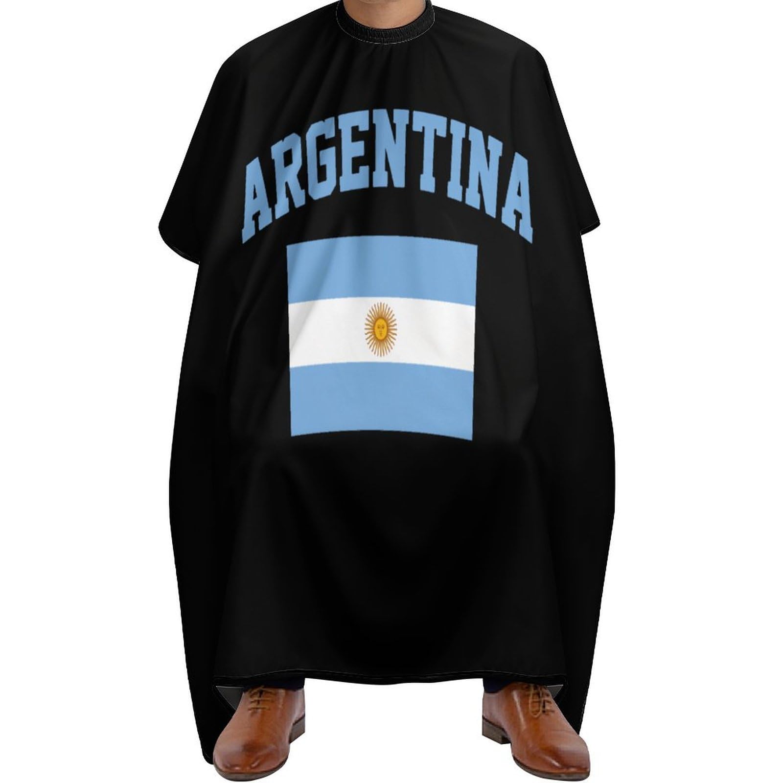 Delantal de barbero para adultos con hebilla ajustable para el cuello, impermeable, para corte de pelo, diseño de bandera de Argentina