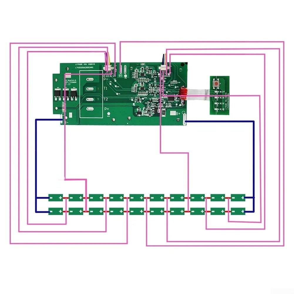 Placa de repuesto PCB de 40 V para herramienta compatible, carcasa de circuito de litio con protección contra sobrecarga, carcasa verde para montaje de paquete de herramientas eléctricas de