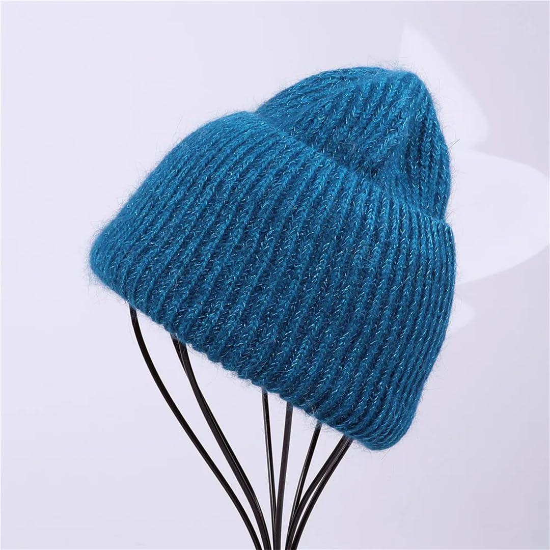 Automne Hiver Cheveux Hiver Chapeau Chaud Bonnets Chapeaux Décontracté Femmes Solide Adulte Cachemire Tricoté Bonnet Chapeau Avec Fil Brillant