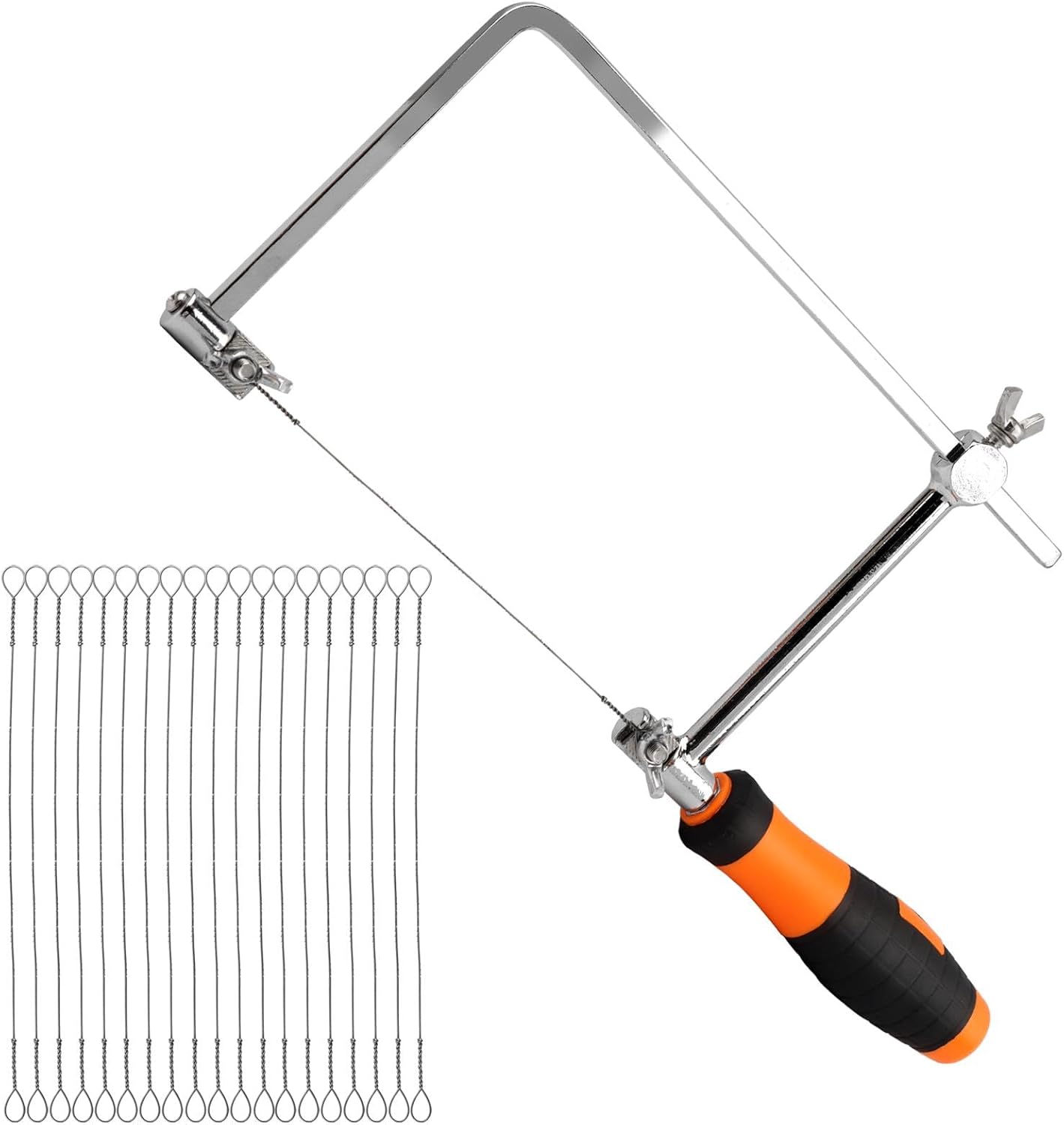 Coping Saw, Hand Saw Wire Jigsaws with 20 Replacement Spiral Wire Blades, Premium Fret Saws for Woodworking, Plastic, Rubber, and Soft Metal Cutting(COLOR:Orange)
