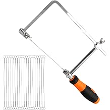 Coping Saw, Hand Saw Wire Jigsaws with 20 Replacement Spiral Wire Blades, Premium Fret Saws for Woodworking, Plastic, Rubber, and Soft Metal CuttingCOLOROrange