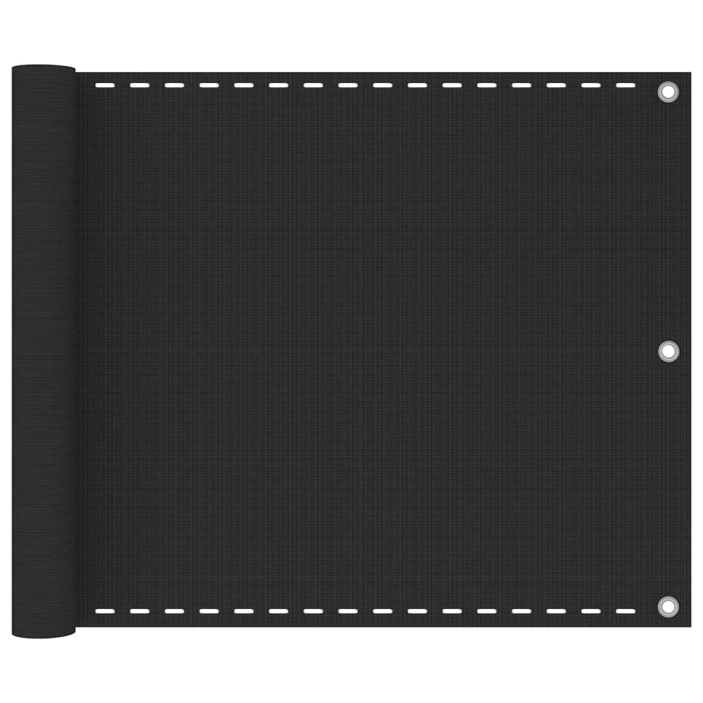Brise-Vue pour Balcon Anthracite 75x300 cm en PEHD - Écran de Balcon Respirant Perméable au Vent et à l'Eau avec Oeillets en Aluminium et Corde de 12 m pour Terrasse et Rampe