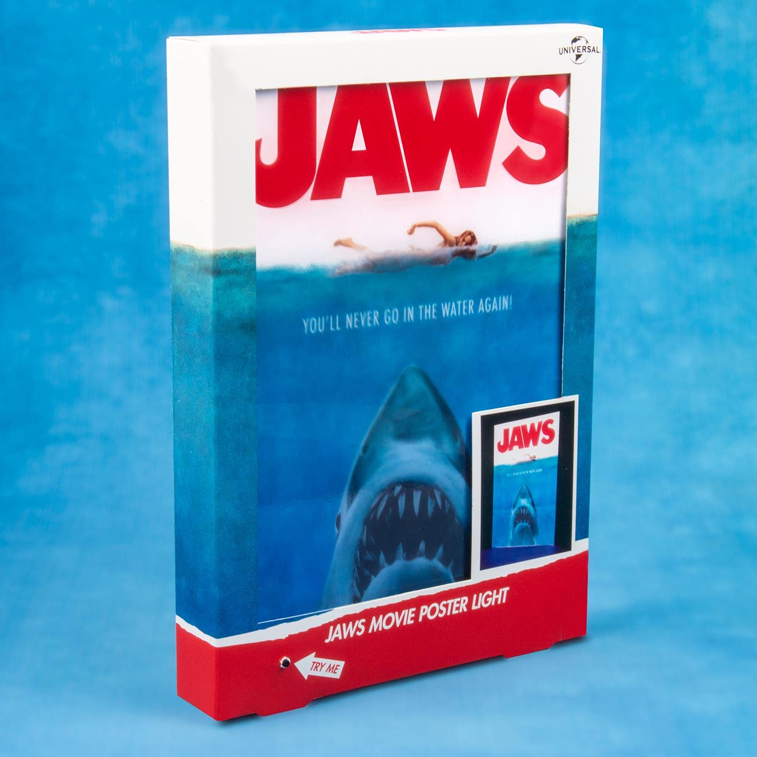 Fizz Creations Lampada Poster LED Lo Squalo (Jaws) - Luce Notturna A4 Con Licenza Ufficiale Universal