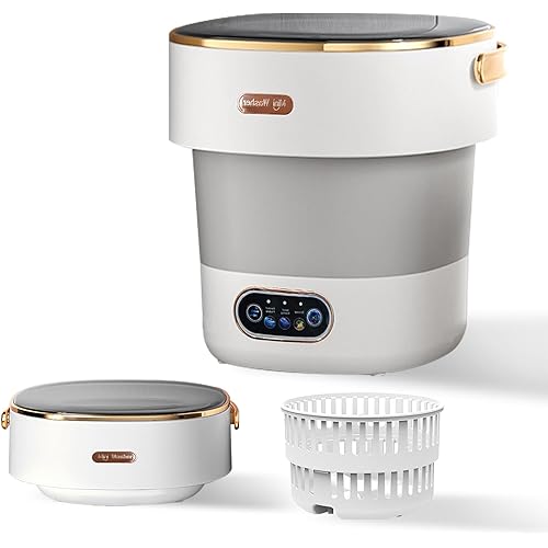 Portable Foldable Washing Machine, Mini Washer for Deep Cleaning, Ideal for Underwear Baby Clothes, Compact for Apartment Dorm Hotel 20L Grayish White