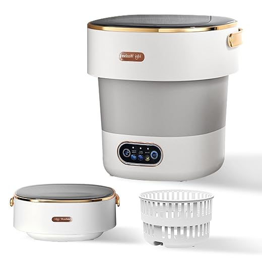 Portable Foldable Washing Machine, Mini Washer for Deep Cleaning, Ideal for Underwear Baby Clothes, Compact for Apartment Dorm Hotel 20L Grayish White