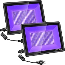 YANYCN 2 Pack 400W LED Black Light,Black Flood Light Outdoor with Plug and Switch, IP66 Waterproof 395nm to 405nm LED UV Blacklight Neon Glow for Glow Party, Halloween, Fluorescent Poster, Body Paint
