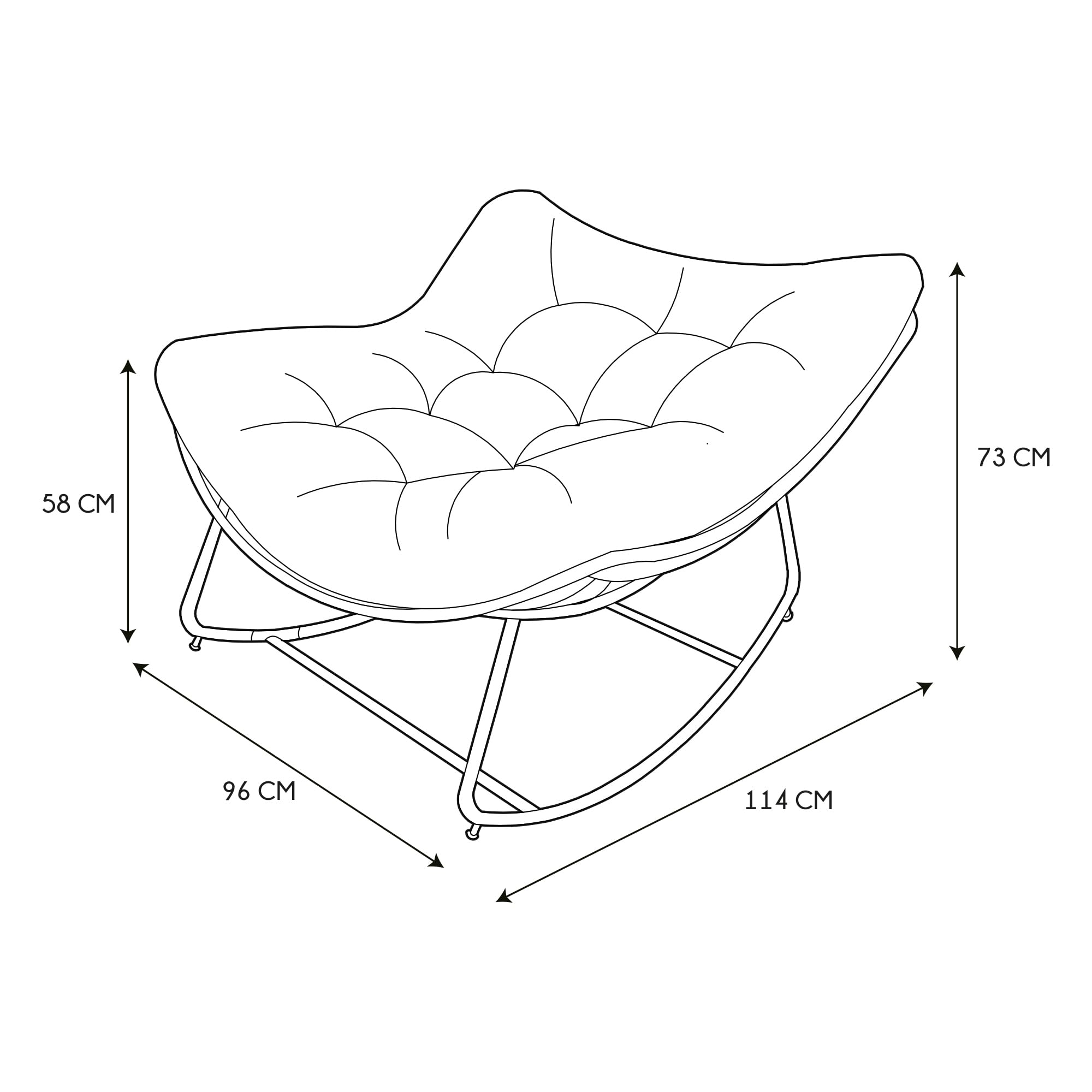 HOME DECO FACTORY, Fauteuil de Jardin à Bascule, Tulum, en Fer, Fauteuil Oeuf à Bascule de Jardin, Assise Capitonnée, Effet rotin résistant aux UV, Noir | Fer, fauteuil de jardin à bascule Tulum, assise œuf capitonnée, jardin ou terrasse, noir
