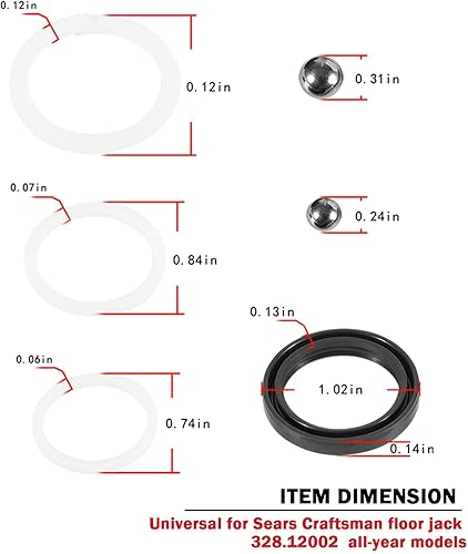 Miniatura 7 de 328.12002 Kit de sellos para gato de piso para Sears Craftsman Jack 1.5 Ton 328.12001,328 Series Gato de piso para todos los años (kit de 22 sellos