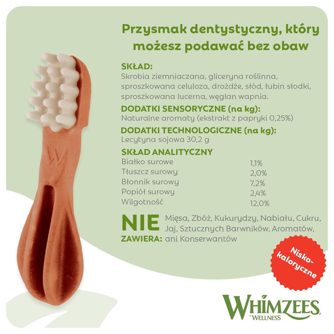 WHIMZEES Szczoteczka M, Opakowanie Miesięczne, 30 Sztuk – Rozmiar M, Gryzaki Dentystyczne dla Średnich Psów, Naturalne, Bezzbożowe, Bez Dodatku Cukru