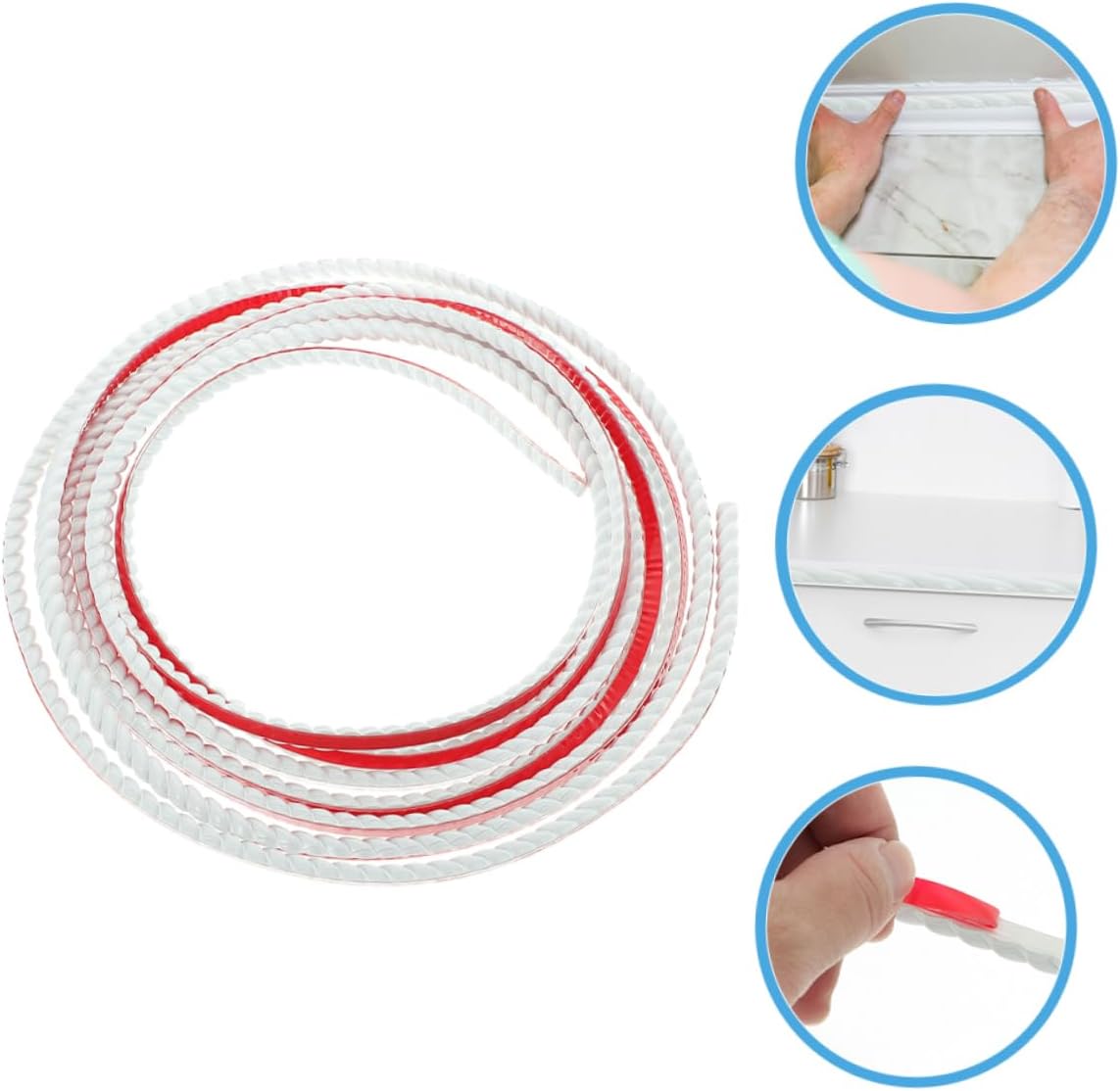 Homoyoyo 1roll Adhesive Wall Trim Molding Flexible Relief Design for Cabinet Banding Wardrobe Ceiling Easy to Cut for Living Room Kitchen and Bathroom Decor Self-Adhesive Strip