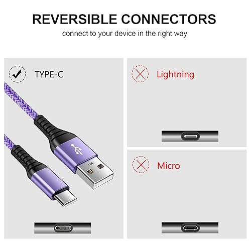 Miniatura 2 de Cable USB tipo C USB C de carga rápida de 6 pies, cable de carga rápida para teléfono Android Samsung Galaxy S22S22 UltraS21S20S10A52A32A53A13