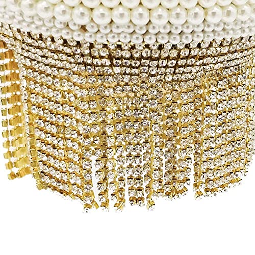 Boutique De Fgg Round Ball Women's Gold Tassel Crystal Clutch Evening Handbags With Beaded, Bridal Purses Bag #TOP4
