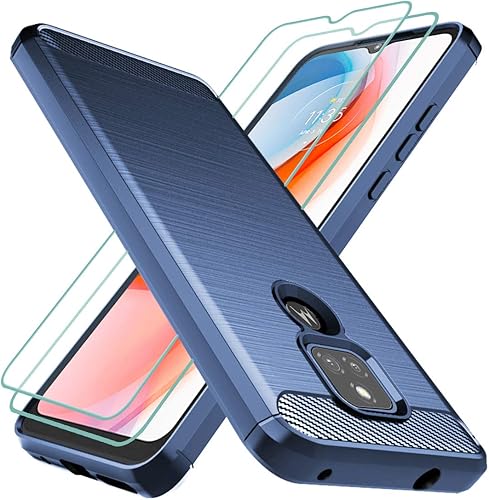 Osophter Funda para Moto G Play 2021 con 2 protectores de pantalla para Motorola G Play 2021 (azul marino)