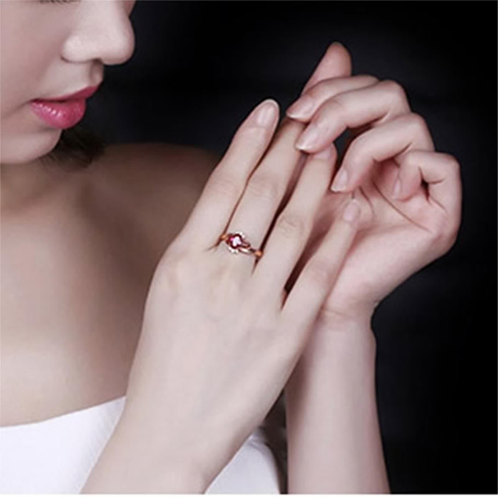 Anello rubino in vera pietra, fedi nuziali in oro 750 classico oro rosa 18 carati con rubino ovale multiriga con diamante rotondo rosso, 18 (18,5), Rubino Diamante