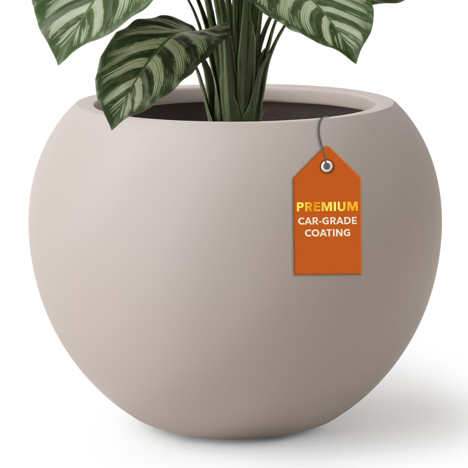 KUTE NEST Premium Globo Fiberstone Round Planter Taupe