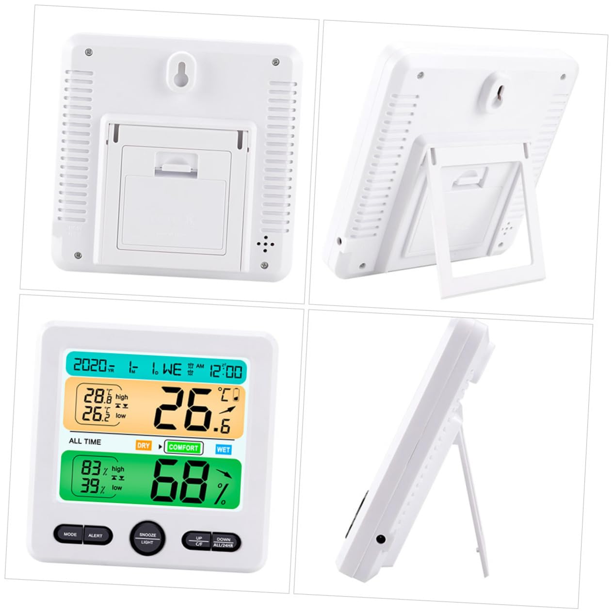 UKCOCO Digitales Temperatur und Feuchtigkeitsmessgerät und Einfach zu Bedienen Energiesparend aus Kunststoff mit Großem Display für Hausgebrauch
