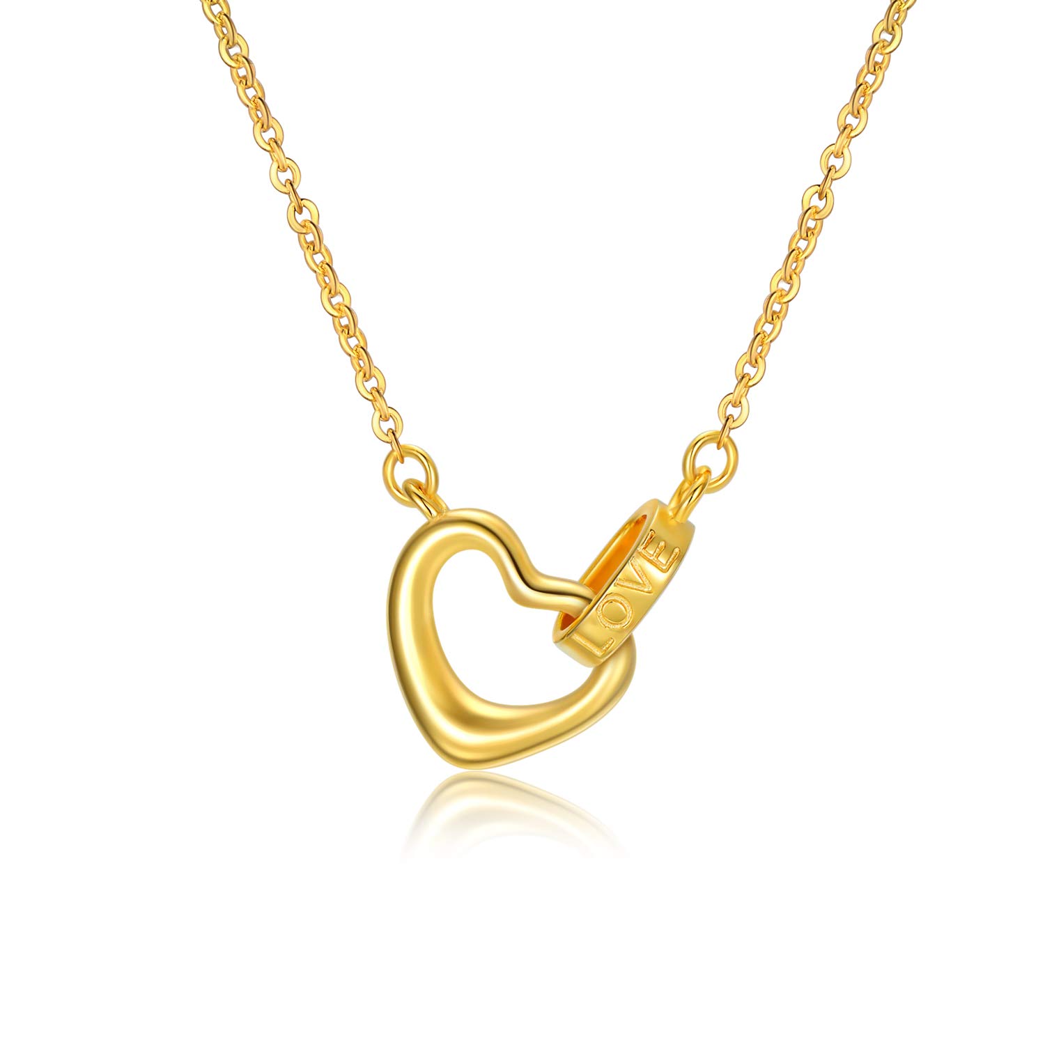 SISGEM 18K Solid Gold Love Heart Pendant