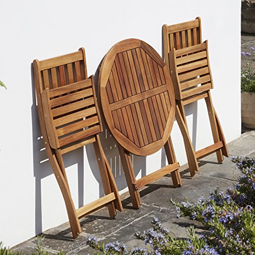 Garden life Wooden Bistro Furniture Set Outdoor Folding Patio Table with 2 Chairs Easy Storage - Image 4