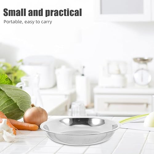 Miniatura 4 de Hemoton 6 platos redondos de acero inoxidable, bandejas de metal de 6.3 pulgadas para almacenamiento de alimentos, platos aptos para lavavajillas