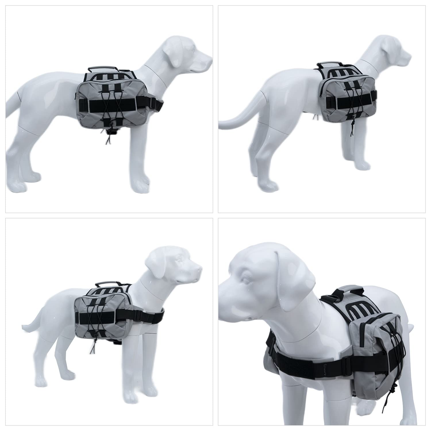 Lovelonglong Großer Hunderucksack, Outdoor-Jagd-Satteltasche mit Seitentaschen für kleine, mittelgroße und große Hunde, verstellbare taktische Hunde-Packung für Wandern, Reisen, Camping, Training