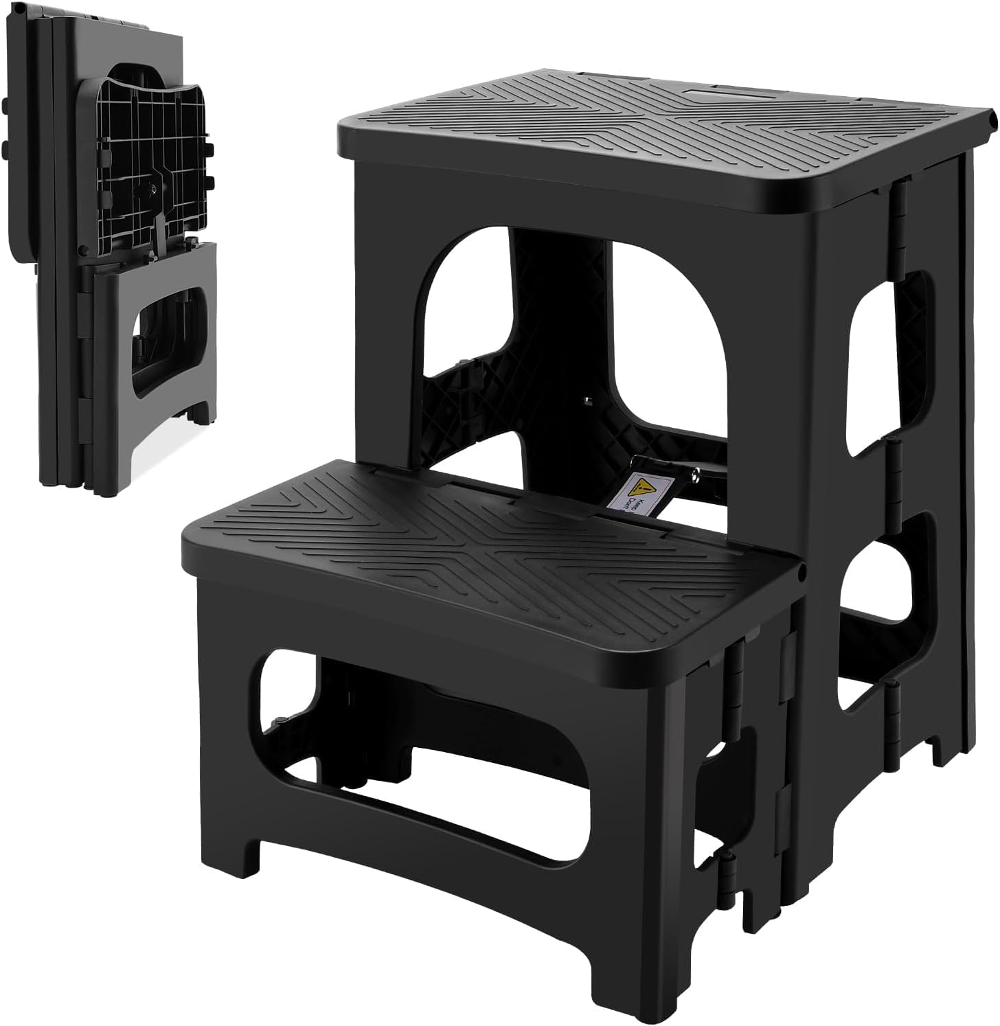 Marchepied pliable à 2 niveaux, pour enfants et adultes, capacité de charge de 136 kg, tabouret portable pliable avec marches antidérapantes pour cuisine, salle de bain, bureau, caravane et