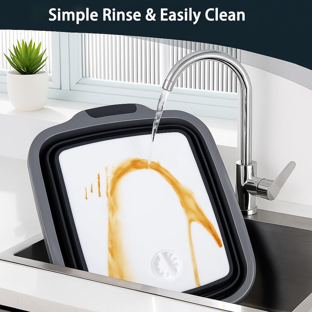 Collapsible BBQ Prep Tub with Cutting Board Lid, Portable Wash Basin for Outdoor Camp/Tailgate & Competition, Marinating Container, BPA-Free, 30L Black