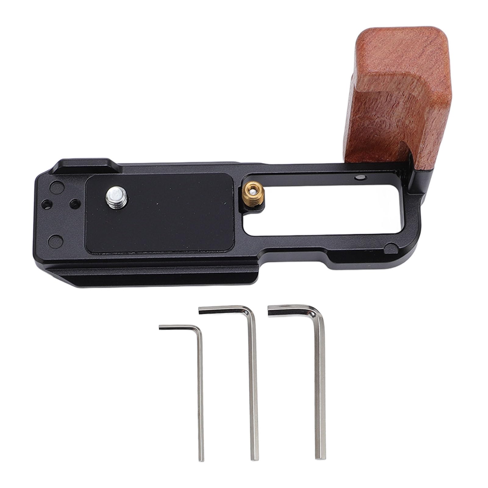 Cocoarm Impugnatura a L per Fotocamera con Base Arca e Manico in Legno, | Costruzione in Lega di Alluminio, Manico in Legno Massello, Fori Filettati da 1/4 Pollice, Accesso Completo a Batteria e