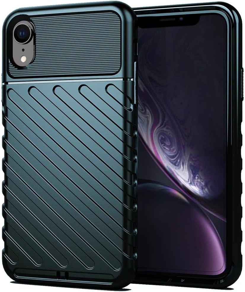Amazon Brand - SolimoAmazon Brand- Solimo Basic Case for Apple iPhone XR (Carbon Fiber_Green)