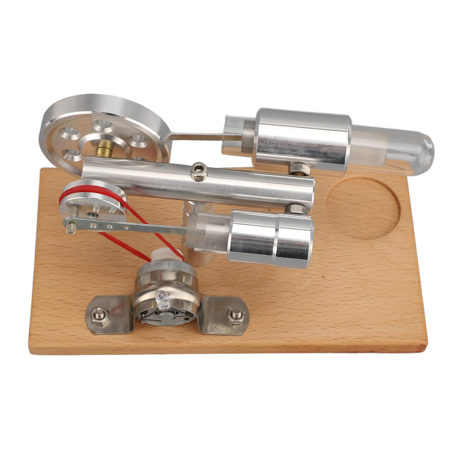 Motor Stirling, Iluminación LED Alimentada por Alcohol Modelo de Motor Stirling de Fácil Operación, Generador de Electricidad con Cuerpo de Aleación de Aluminio de Madera de Pino para