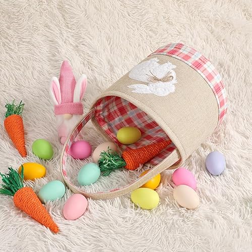 Osterkorb Osternester für Kinder, Osterkorb mit Henkel, Osterkörbchen für Kinder, Ostern Geschenke Osternester Zum Befüllen Ostern Korb (Rosa)